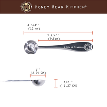 Load image into Gallery viewer, 2.5 ml 1/2 Teaspoon Measuring Scoop Spoons, Polished Stainless Steel, Set of 2