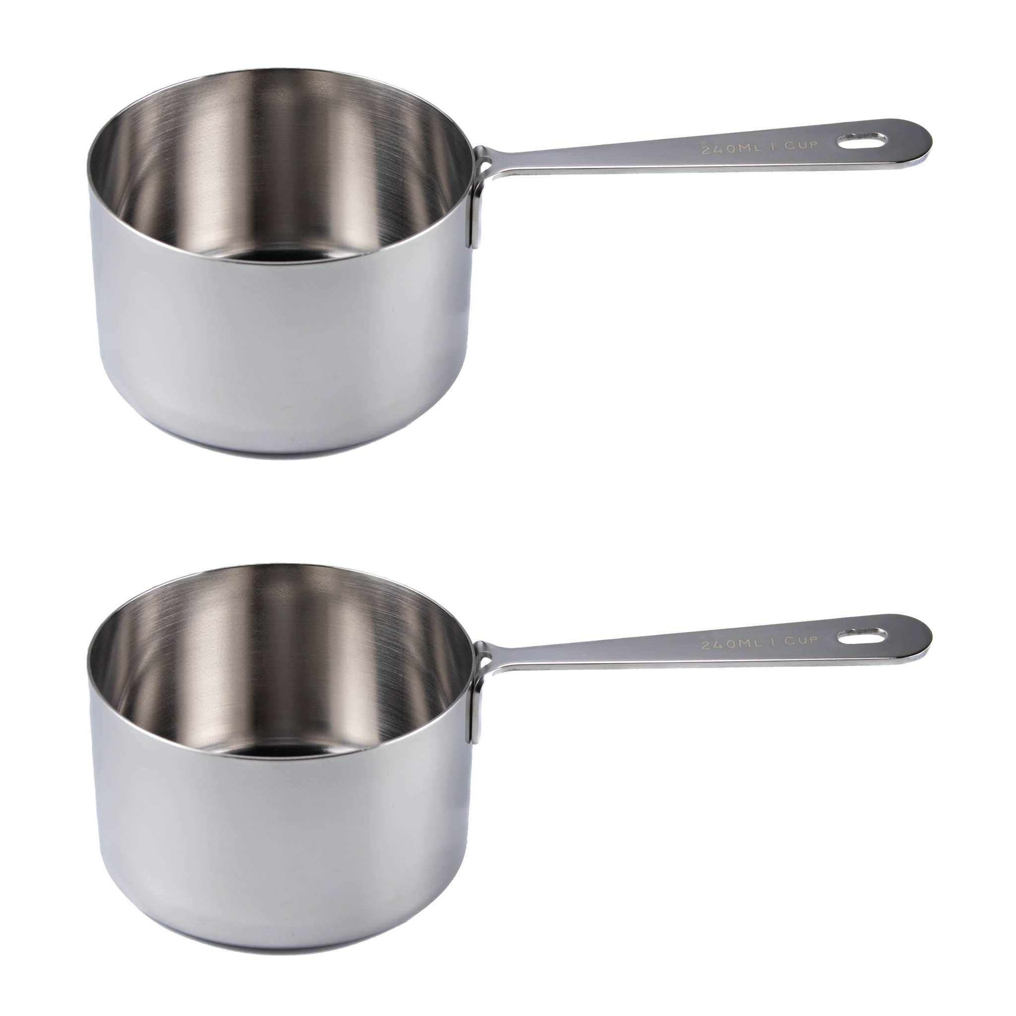 Measuring Cups Set of 2: 1 Cup 240 ML , Polished Stainless Steel – Honey  Bear Kitchen