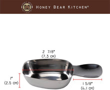 Load image into Gallery viewer, Honey Bear Kitchen 1/4 Cup 60 ml Leave-in Canister Scoops, Polished Stainless Steel (Set of 2)

