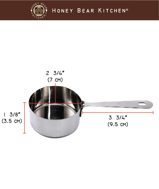 Measuring Cups Set of 2: 1/2 Cup 120 ML , Polished Stainless Steel 