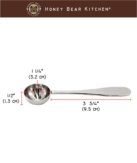 Honey Bear Kitchen 30 mL, 2 Tablespoon Measuring Scoop, Black Polished Stainless Steel, Set of 2